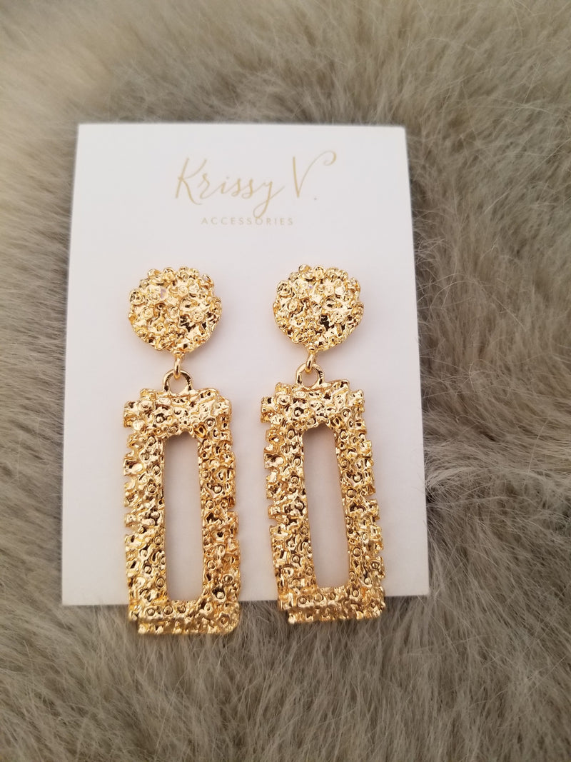 Rectangle Gold Earrings