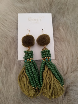 Green tassel Earrings